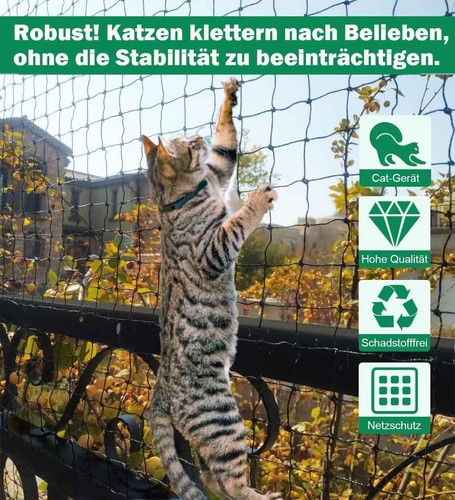 Tatamyya Rete per Gatti per Balcone, Rete per Gatti Filo Rinforzato 8x3m, Rete per Balcone i... - Foto 7 di 8