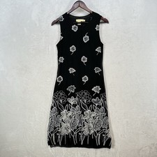 Vintage Michael K Dress Womens S Black White Floral Mesh Tank Sleeveless Y2K