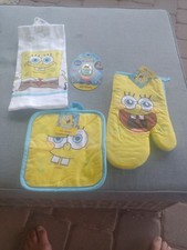 SpongeBob SquarePants Kitchen Set --- 4 pc Oven Mitts, Egg Timer Dish Towel New