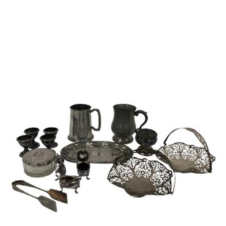 Vintage Silver Plated Tableware Mixed Lot 2.75kg Approx in Box Trays Tankards