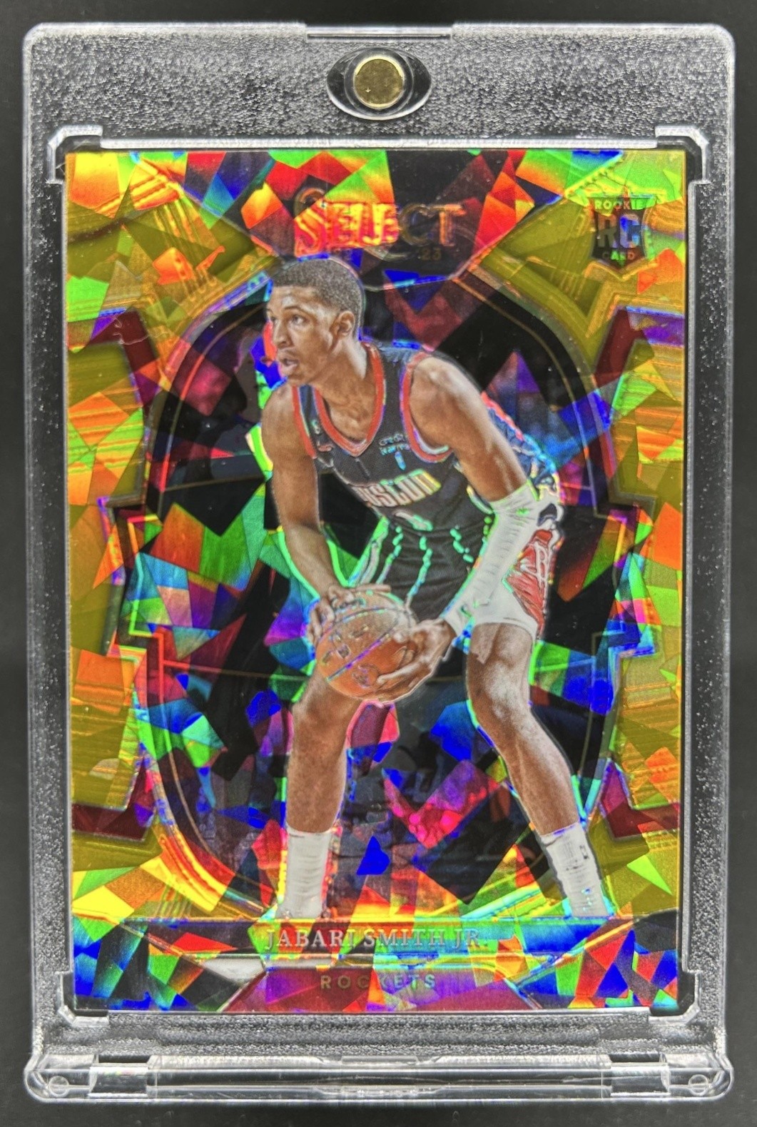 2022-23 Panini Select Jabari Smith Jr. RC Gold Cracked Ice Prizm Concourse #/10
