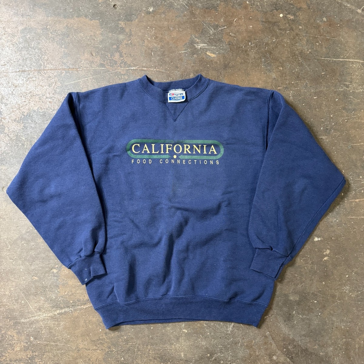 Vintage 90s Sweater Hanes Fleece Pullover L USA California Foodie 