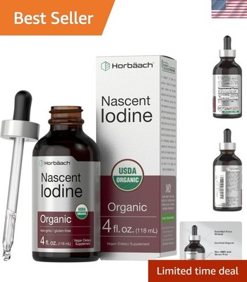 Nascent Iodine 325mcg 4oz Organic Liquid Supplement Non-GMO Gluten Free USA