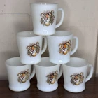 6 Vtg Anchor Hocking Fire King Esso White Milk Glass Cup Mug