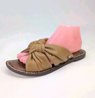 Sam Edelman Garson Leather Knot Slide Sandals Brown Size 9 Flat Slip-On