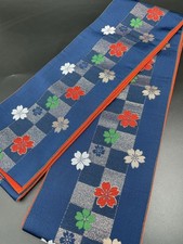 Kimono Konjaku Club Luxury Polyester Obi Half Width Geometric Pattern Japan