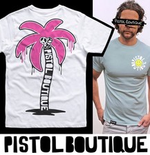 Pistol Boutique Summer BEACH PLAM TREE PEACE LOGOS Crew Neck T-shirt BACK PRINT