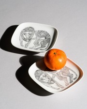 Rosenthal Studio-Line “Lion” Dish Set Pair of Porcelain Plates by Cuno Fischer