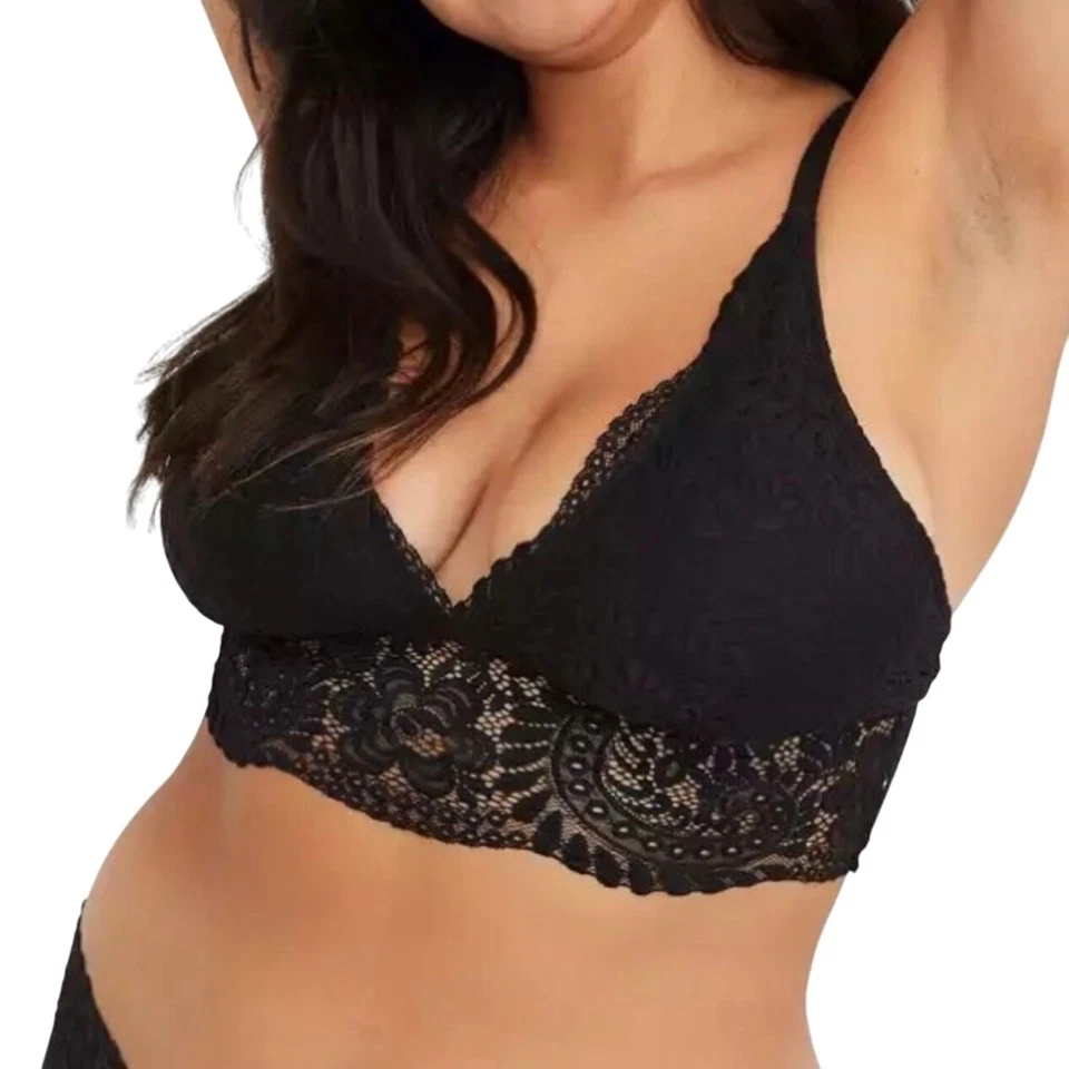 Aerie Far Out Black Lace Padded Strappy Longline Bralette Size Small - Image 3 of 4