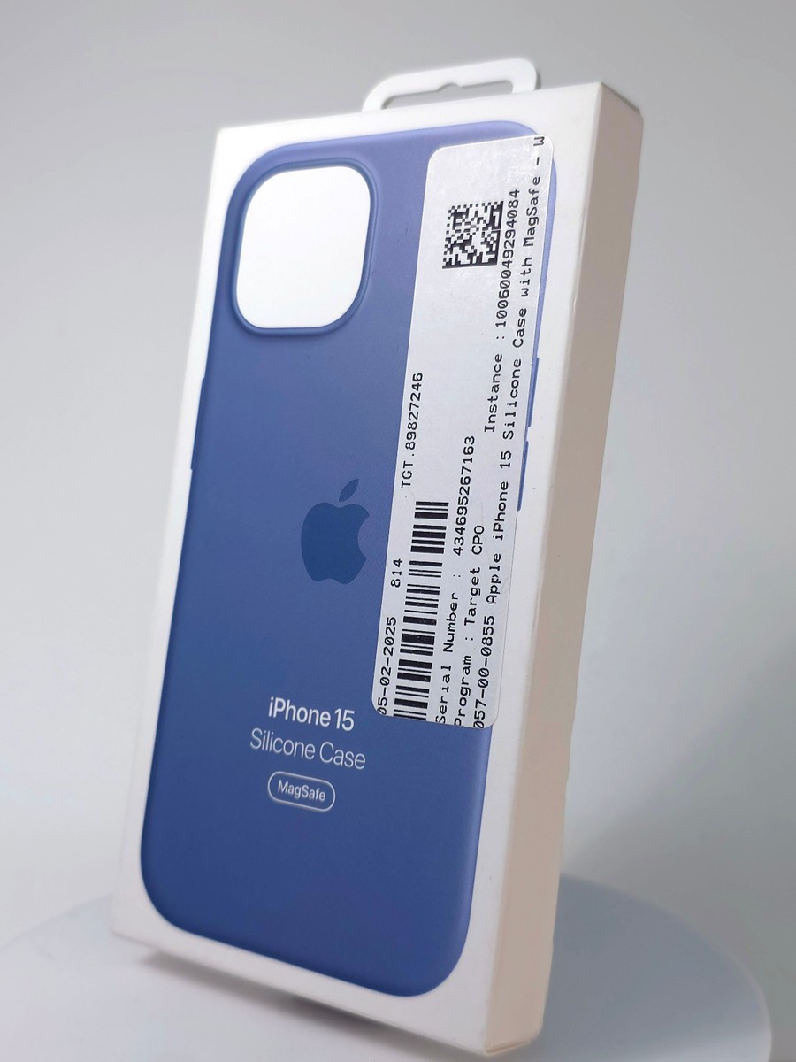 Genuine Apple iPhone 15 Silicone Case w/Magsafe - Winter Blue