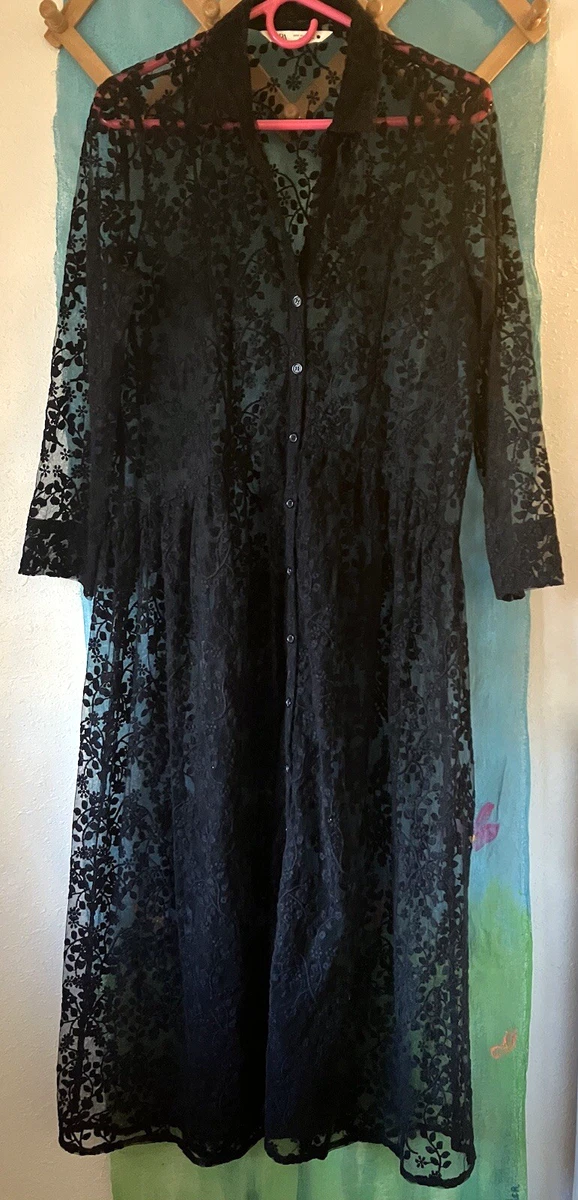 white lace tea dress ROSEE de MATIN LONG SLEEVE SEMI SHEER LACE DRESS IN White