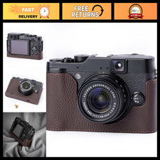 Vintage Genuine Leather Half-Wrap Camera Case for Fujifilm X10 X20 - Brown