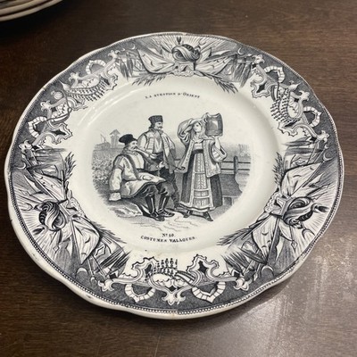 Antique 19th C. French Creil et Montereau Plate - La Question d'Orient No. 10