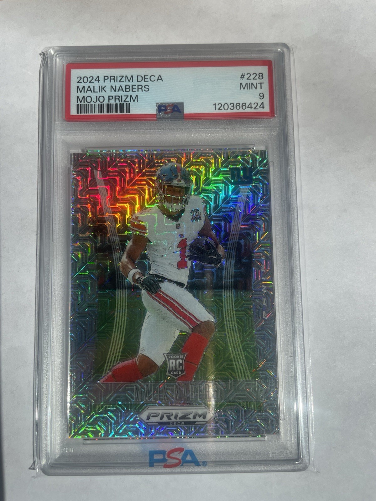 2024 Panini Prizm Deca MALIK NABERS Mojo Prizm RC /30 Giants PSA 9