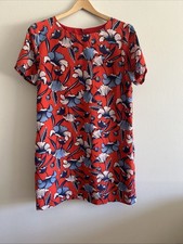 JCrew Women’s Floral Tavel Cruise Short Sleeve  Dress MIDI Sz 12