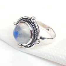 Natural Rainbow Moonstone Ring Solid 925 Sterling Silver Moonstone Jewelry-R190