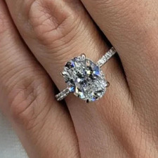 12x8mm Oval VVS1 Moissanite Prong Engagement Ring 14k Rose Gold Plated