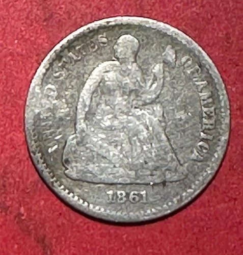 1861 US Seated LIBERTY Half Dime! "Philadelphia" Mint! Civil War Days! VG/FINE!