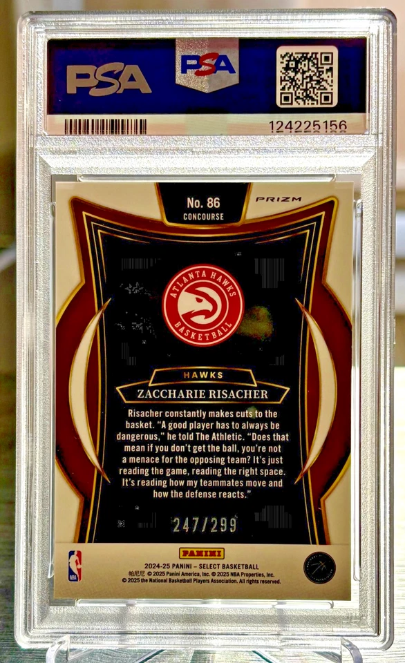 2024 Panini Select Zaccharie Risacher RC Concourse Light Blue Prizm/299 - PSA 10 - Imagen 2 de 2