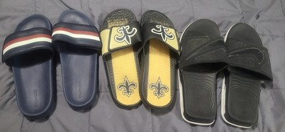 3 Size 11 Men's Slides. Nike, Saints, & Tommy Hilfiger