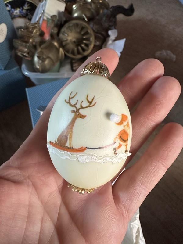 8 Handcrafted Egg Shell Painted Ornaments Egg-Ceptions By Marilyn Christmas