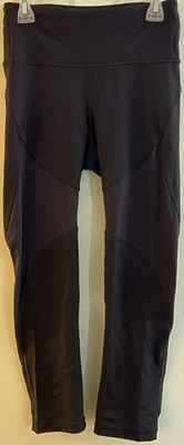 Lululemon Black Align High Rise Crop Leggings Zip Back Size 4