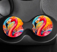 Flamingo Set of 2 Car Coasters #170