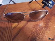 Foster Grant Sun Glasses Silver Frame Gray Lens Black Ear Pieces