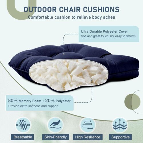 Outdoor Chair Cushions Set of 2for Patio Furniture,Waterproof Tufted Overstuffed - Picture 2 of 51
