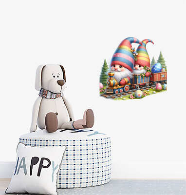 Ostern Wichtel im Zug Ei Wandbild Schlafzimmer bunt Vinyl Aufkleber Abziehbilder a10753