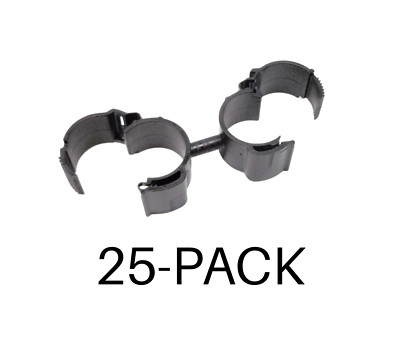 25-Pack Araymond 216884000 Double 1  Pipe Clips Rotatable Lockable Black Plastic