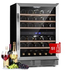 Wine Cooler Fridge Refrigerator Bar Drink Cellar 53L 17 Bottles LED Touch Silver