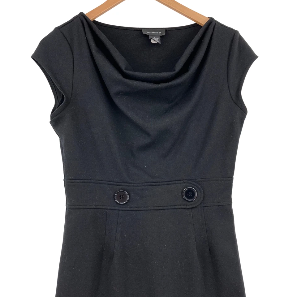 Spense Women's Black Polyester Round Neck Sleeveless Back Zipper Midi Dress Sz 4 - Image 2 of 4