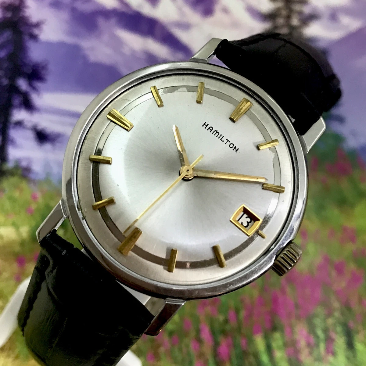 Vintage 1960 s Man s HAMILTON Manual Wind Run s Excellent SERVICED