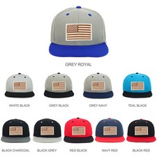 Youth Kid's Desert American Flag Patch Flat Bill 2-Tone Cap - FREE SHIPPING