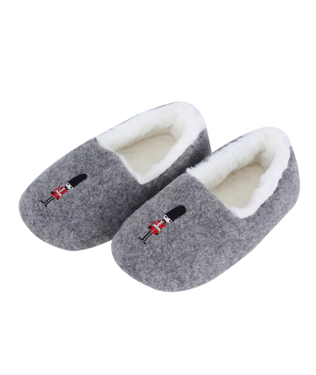 Boys Slippers Soft Plush Non Slip Grey Queen s Guard Christmas Gift for Winter