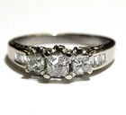 14k white gold .865ct 3 stone princess diamond engagement ring band 5g natural 7 — photo 2