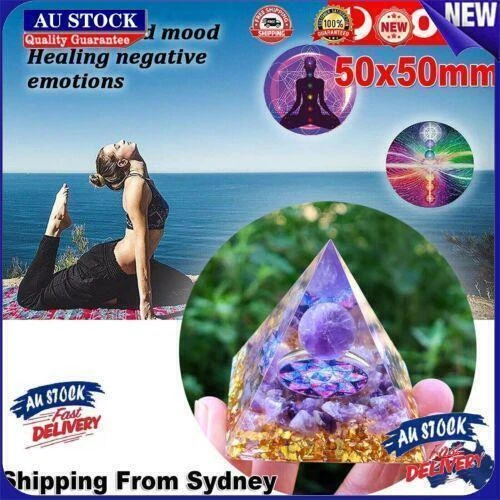 Amethyst Crystal Pyramid Obsidians Sphere Orgonite Chakra Energy Orgone Stone AU - Picture 2 of 11