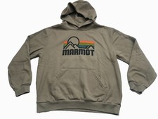 Women Marmot Hoodie Pullover Long Sleeve Shirt Top Sweatshirt Green Large L