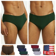 6 PACK Men Stripe Bikini Briefs Cotton Low Rise Underwear Boxer Trunk Brief S-XL