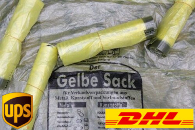 Gelbe Säcke Gelber Sack Müllbeutel Müllsack mit Zugband bis 50 Rollen