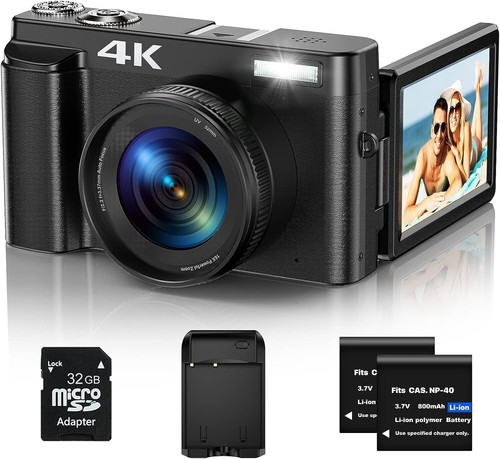 Digital Camera 4K 48MP 60FPS Vlogging Camcorder HDMI 18X Zoom w/32GB SD Card - Picture 2 of 8