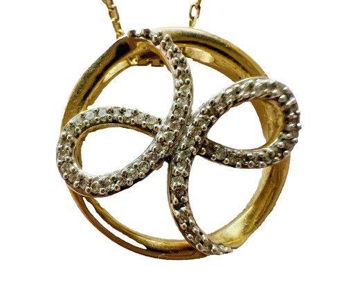 10K Yellow & White Gold Zales Jewelry JWBR Diamond Slide Pendant Chain Necklace - Picture 11 of 14