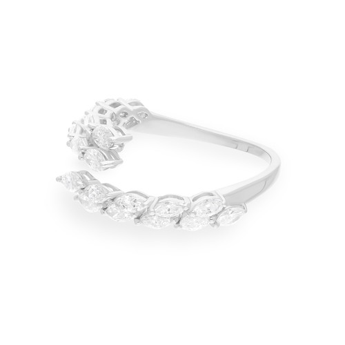 1.20 Ct Lab Grown CVD Marquise Diamond Cuff Ring For Women Gift 18k White Gold - Picture 2 of 7