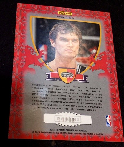 TIAGO SPLITTER 2012-13 Panini Crusade RED Parallel SP Card #155 Ser #d /99 SPURS - Picture 3 of 3