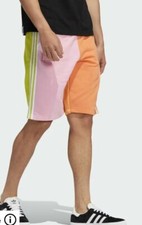 NWT ADIDAS Unisex LOVE UNITES Color Block PRIDE SHORTS H43975 Orange Pink Yellow