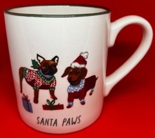 Tazza caffè cacao caldo Natale bassotto cane cucciolo zampe Babbo Natale