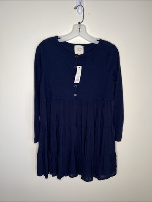 Francesca s Harper Heritage Women's M Long-Sleeve Navy Boho Dress NEW