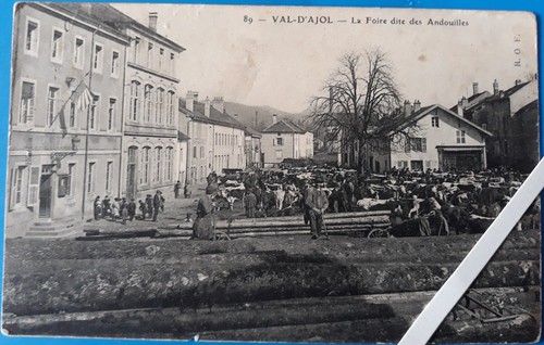 N° 14  Cpa du VAL-D'AJOL Foire dite des Andouilles  Ecrite 1908 Vosges 88 - Foto 1 di 2