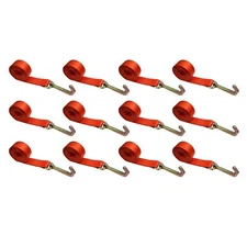 12 Pack Heavy Duty G70 2" x 10' Mini J Hook Towing Strap for Trailer Wrecker Red